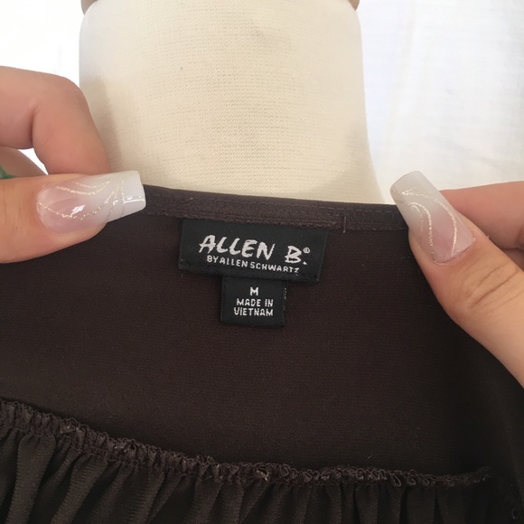Allen B - brown puffy sleeve baby doll top unconstructed - size m - Picture 4 of 4